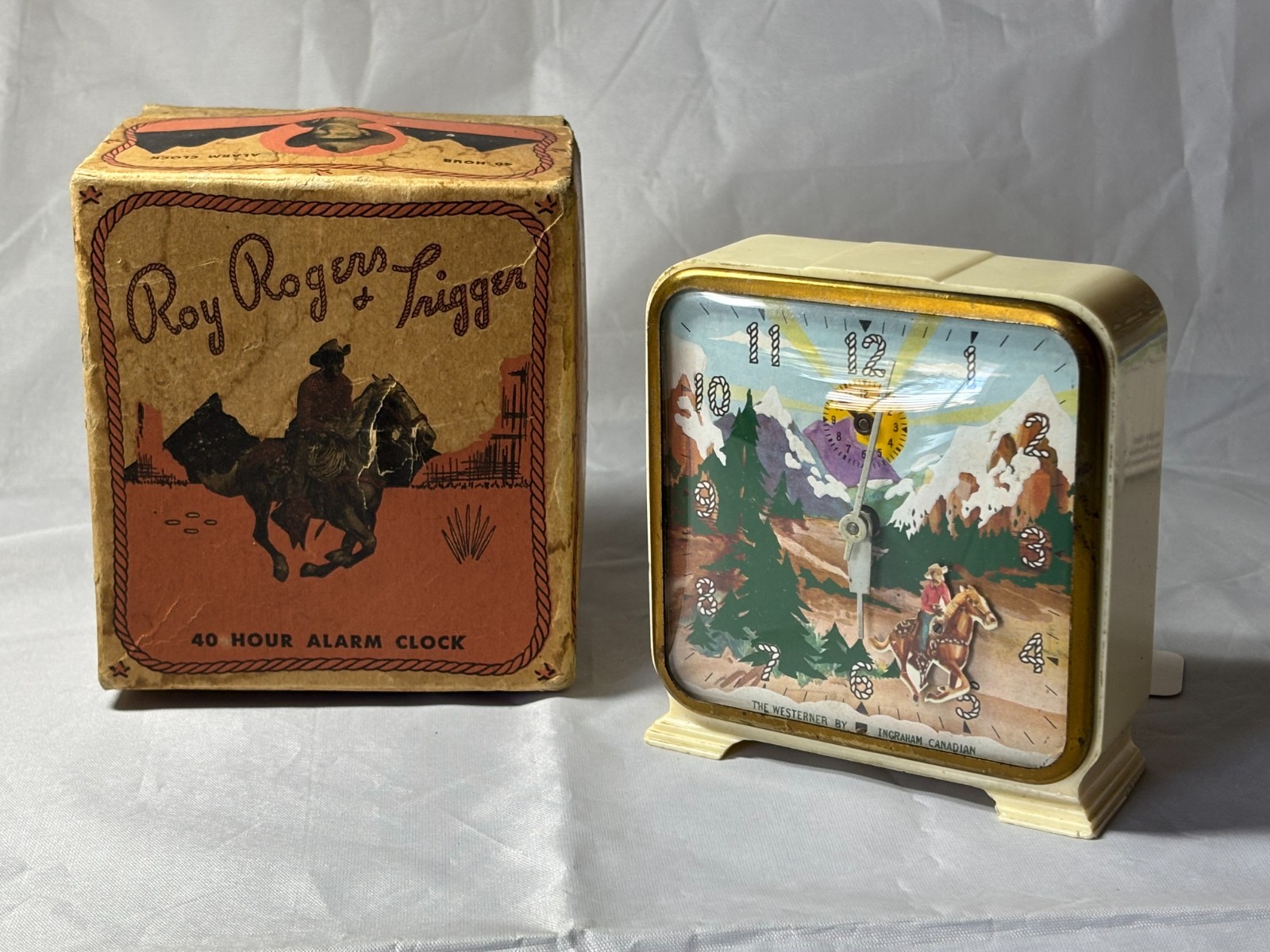 Roy Rogers and Trigger Vintage Ingraham Canada Clock Rare Western Collectible