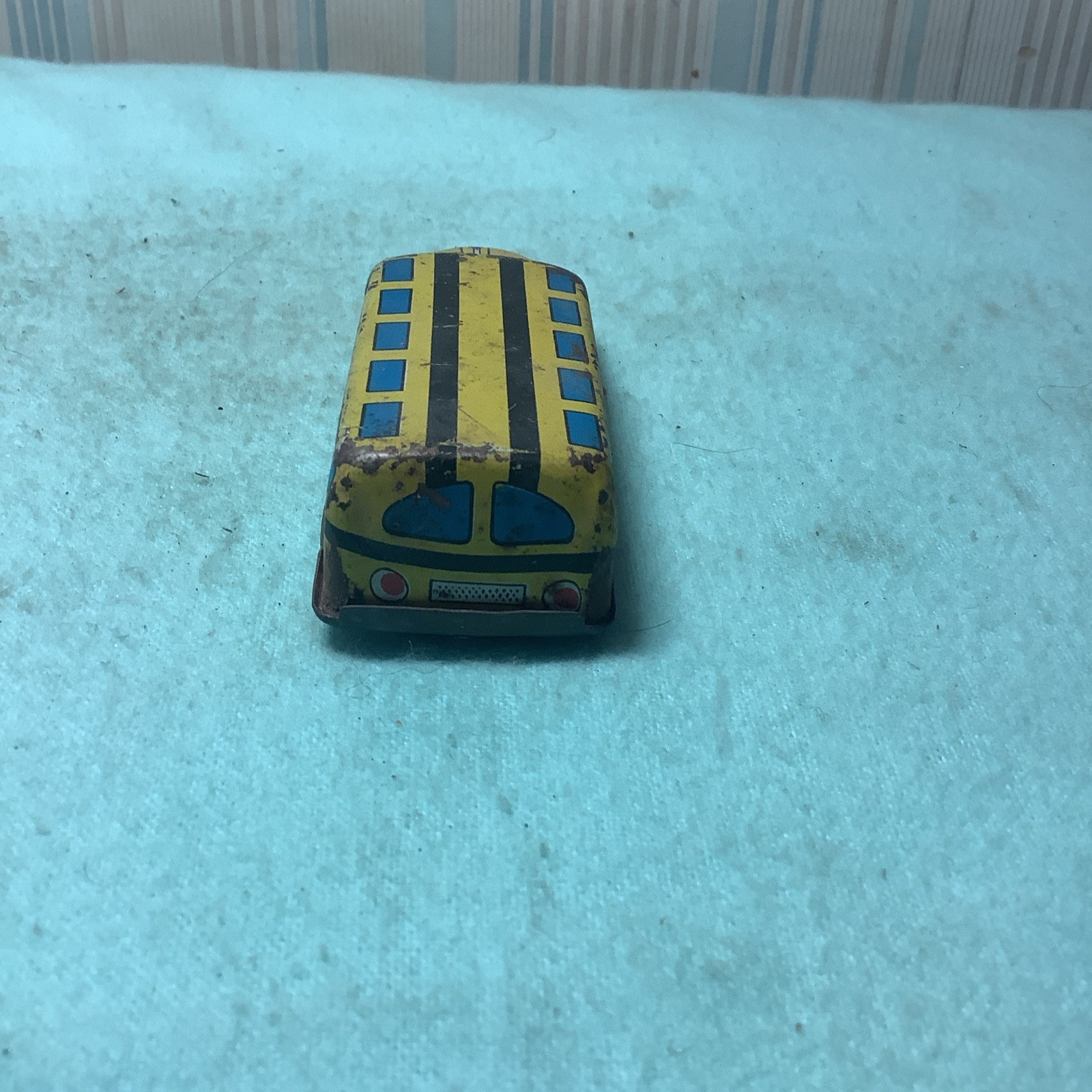 Vtg Tin School Bus Friction Toy – 3” long