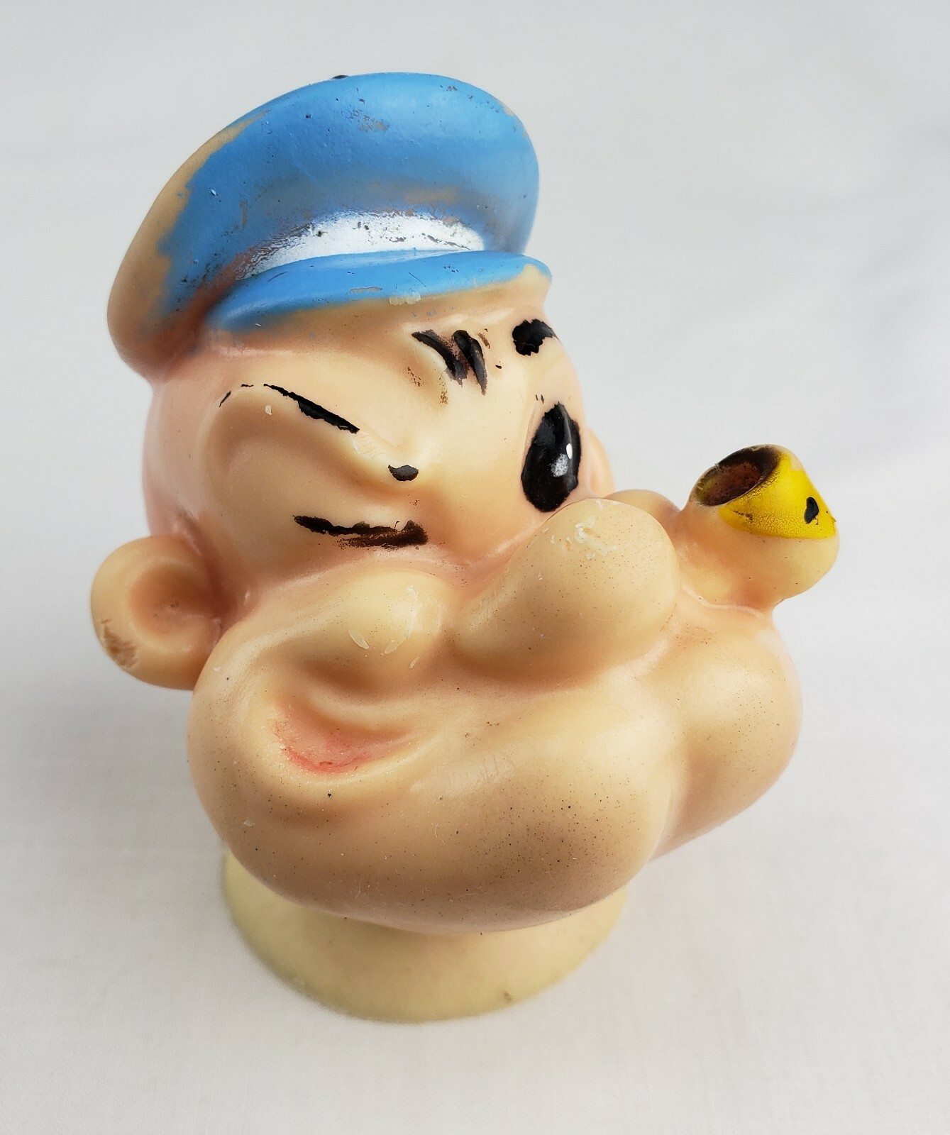 Vintage 1950’s Popeye Squeeze Head Squeaky Rubber Doll King Features Squeaker