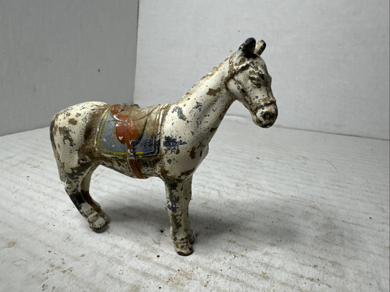 Cast Iron Standing Horse Toy Traces Original Paint Metal Detector Find 3” Tall