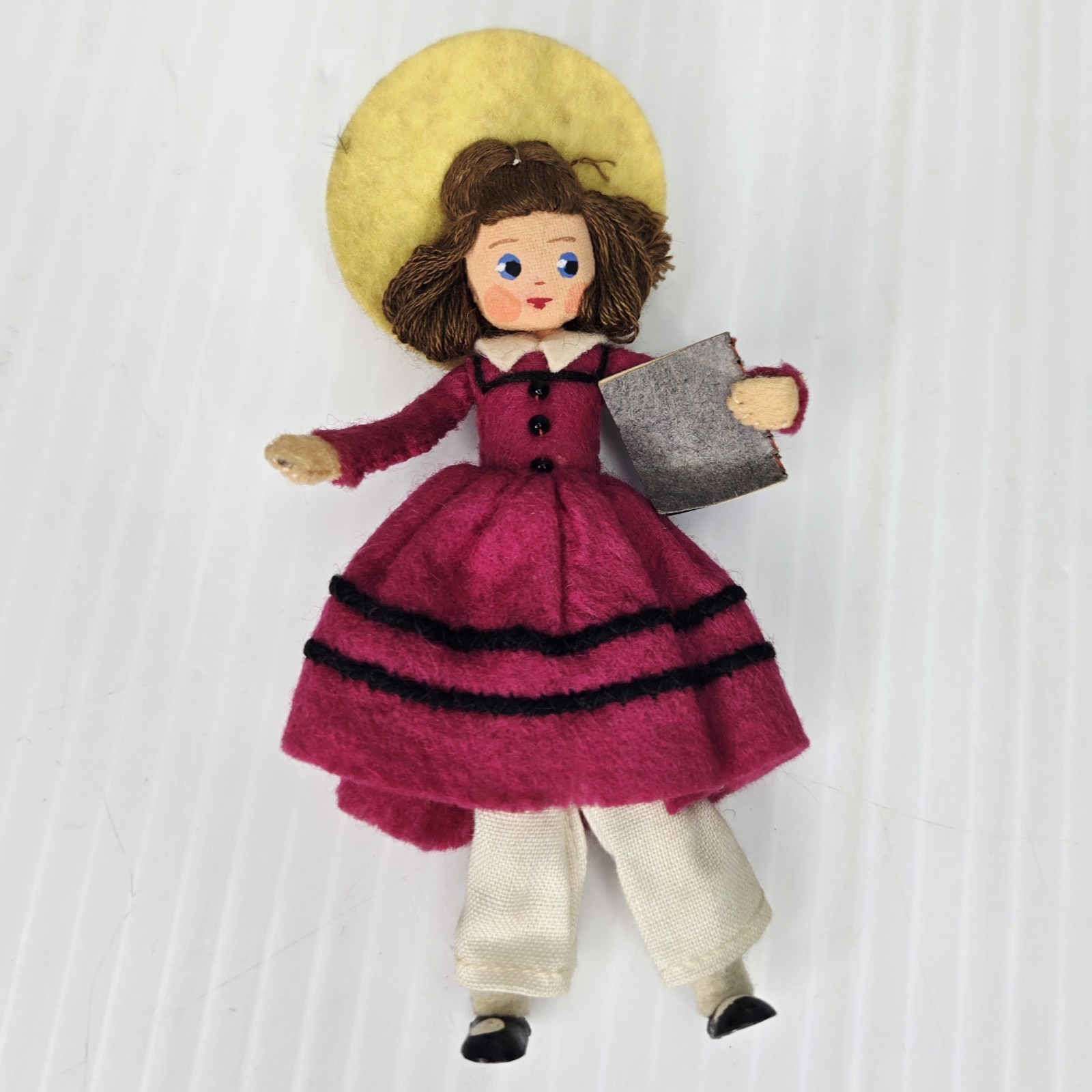 Vintage BAPS Doll Mary Had a Little Lamb 4.5” Germany Felt Book Bonnet Girl Only