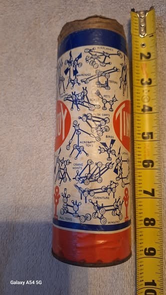 VINTAGE 1950s ORIGINAL TINKERTOY JUNIOR SET Missing Lid and some pieces
