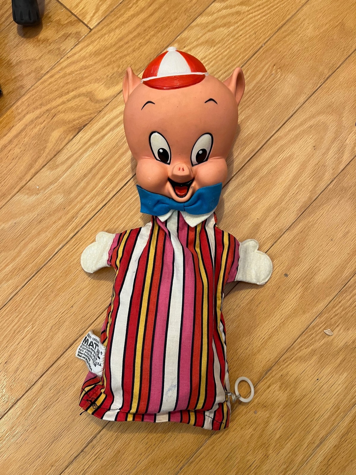 1964 Vtg MATTEL TOYS LOONEY TUNES 15″ TALKING PORKY PIG Puppet – Talks Great!