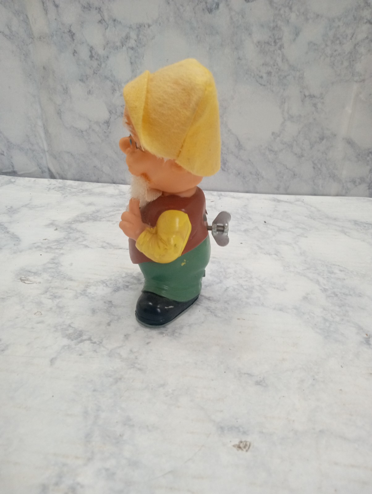 Vintage ALPS Brand Japan Key Wind Up Toy Figure Old Man with Coffee Cup WORKS