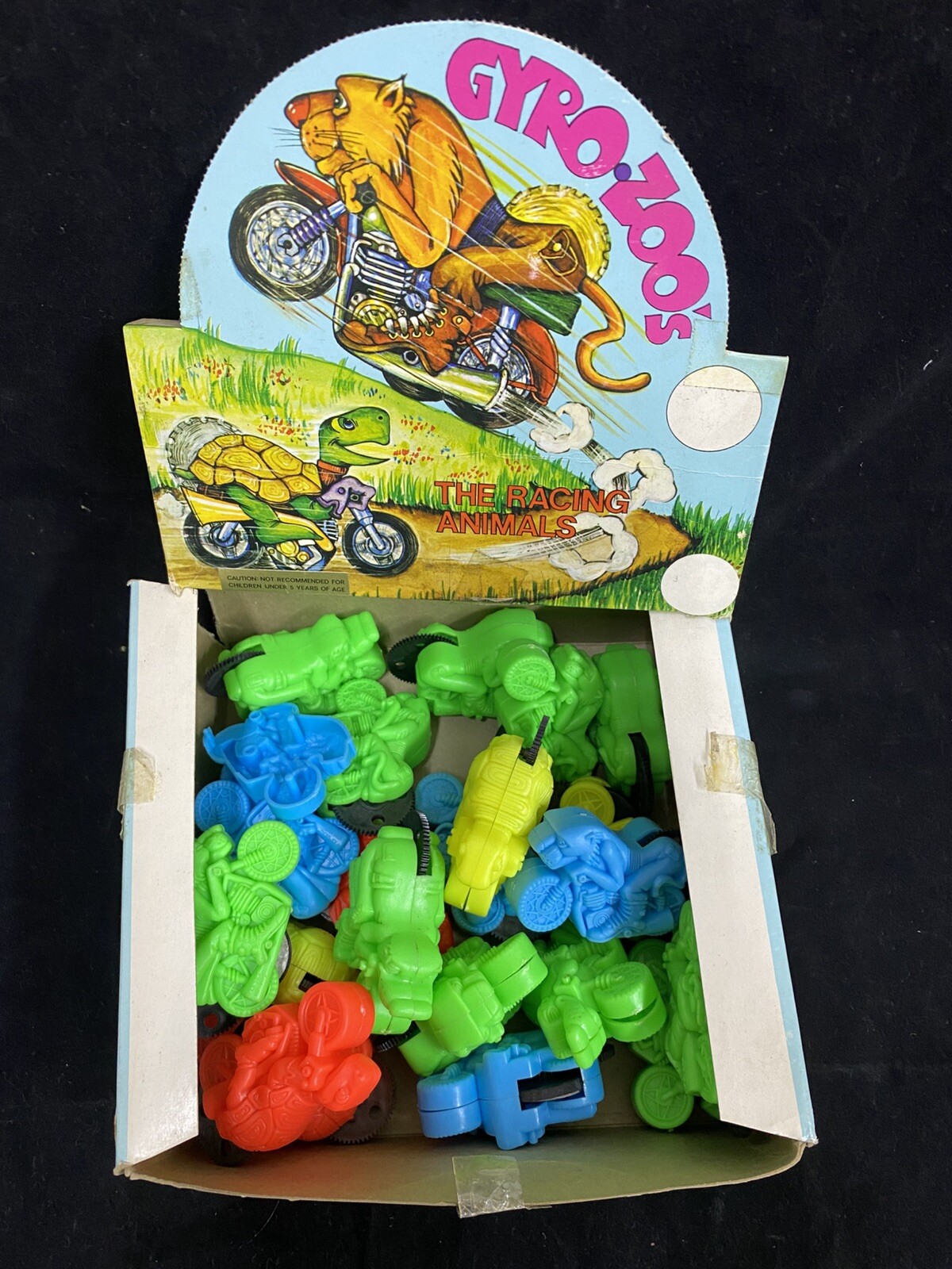 VINTAGE 1970’s Motorcycle Toys Gyro Zoos The racing animals Full Store Display