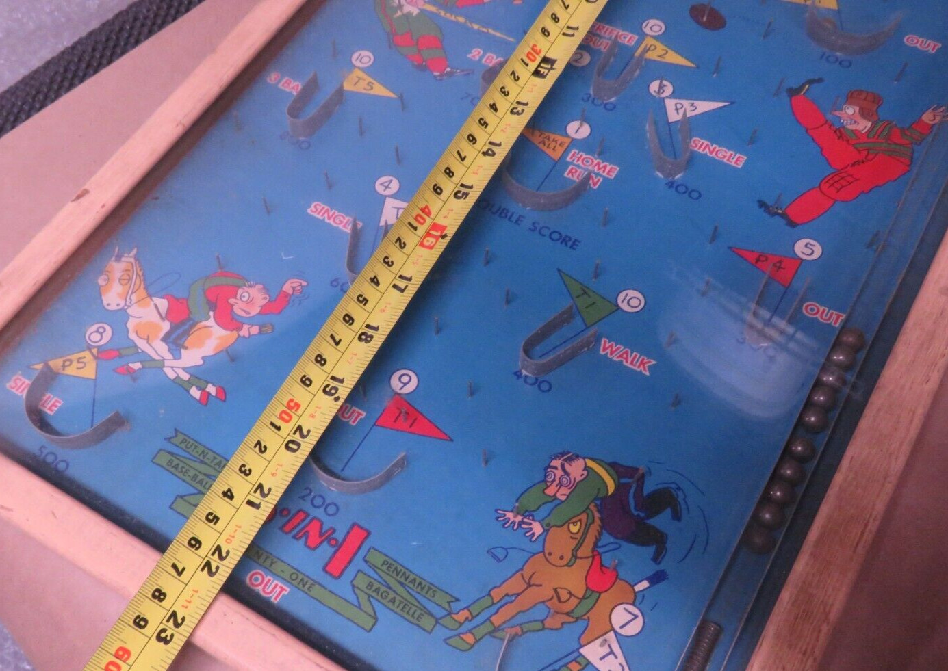 Vintage POOSH-M-UP “Big 5” Pinball Game Baseball Table Game 1930s