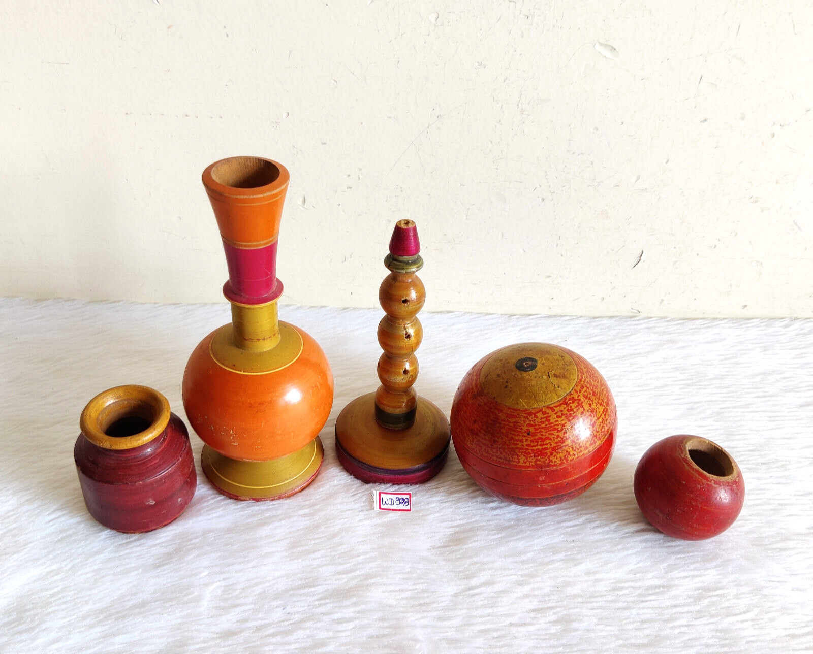 Vintage Handmade Unique Multi Color Wooden Toys Decorative Kids Props 5Pcs WD928