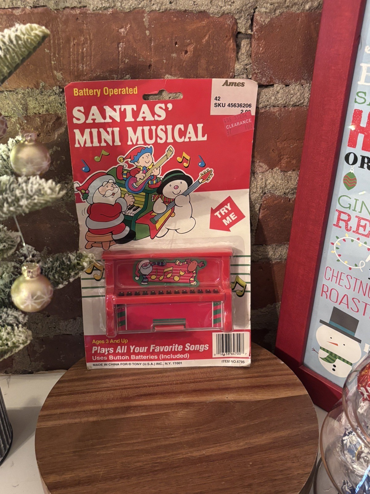 Vintage Santa 80’s Mini Piano With Song Book Ames Department Store NOS