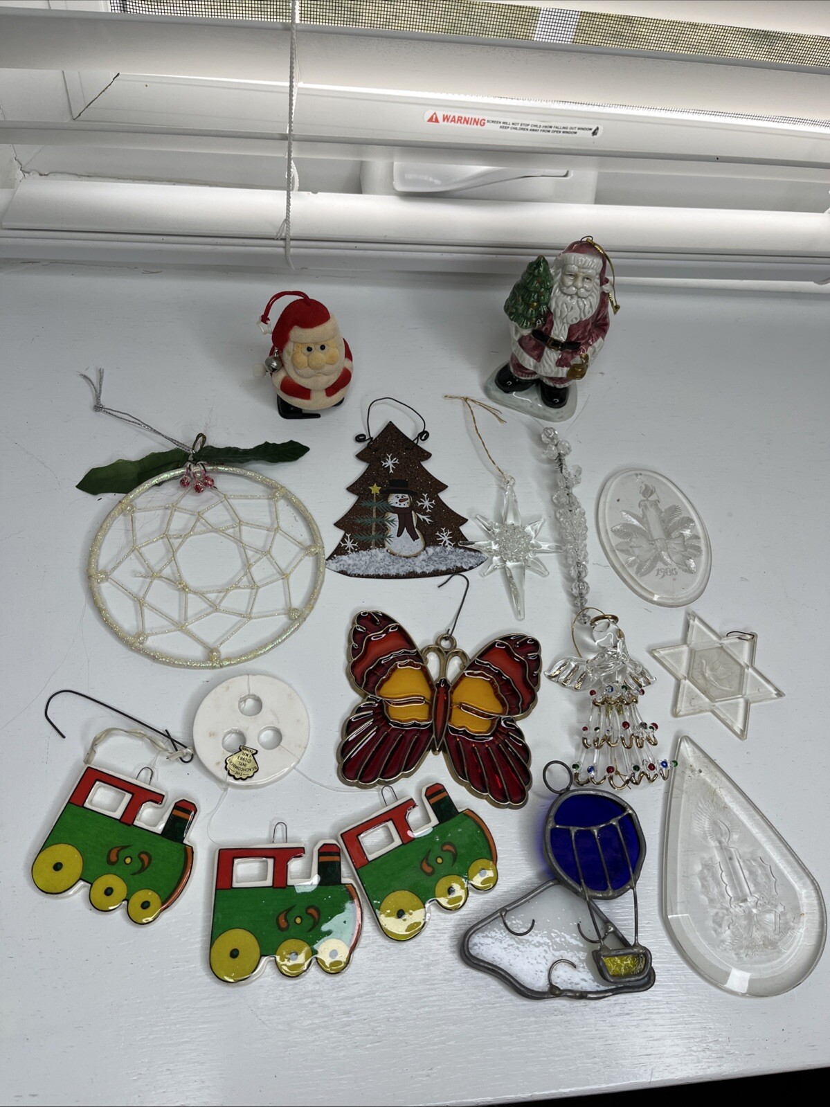 Christmas Ornaments Including Tomy Wind Up Santa Claus tested Lot Of 13
