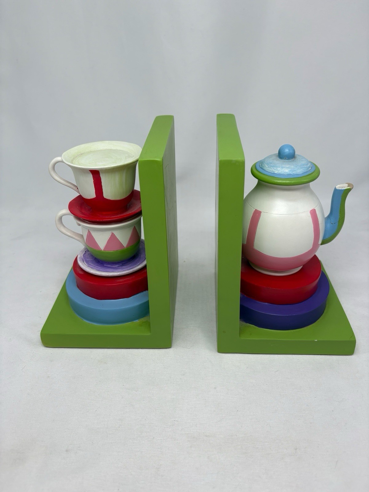 Teacup & Tea Kettle Story Book Ends Children Vintage Charming Adult Teens