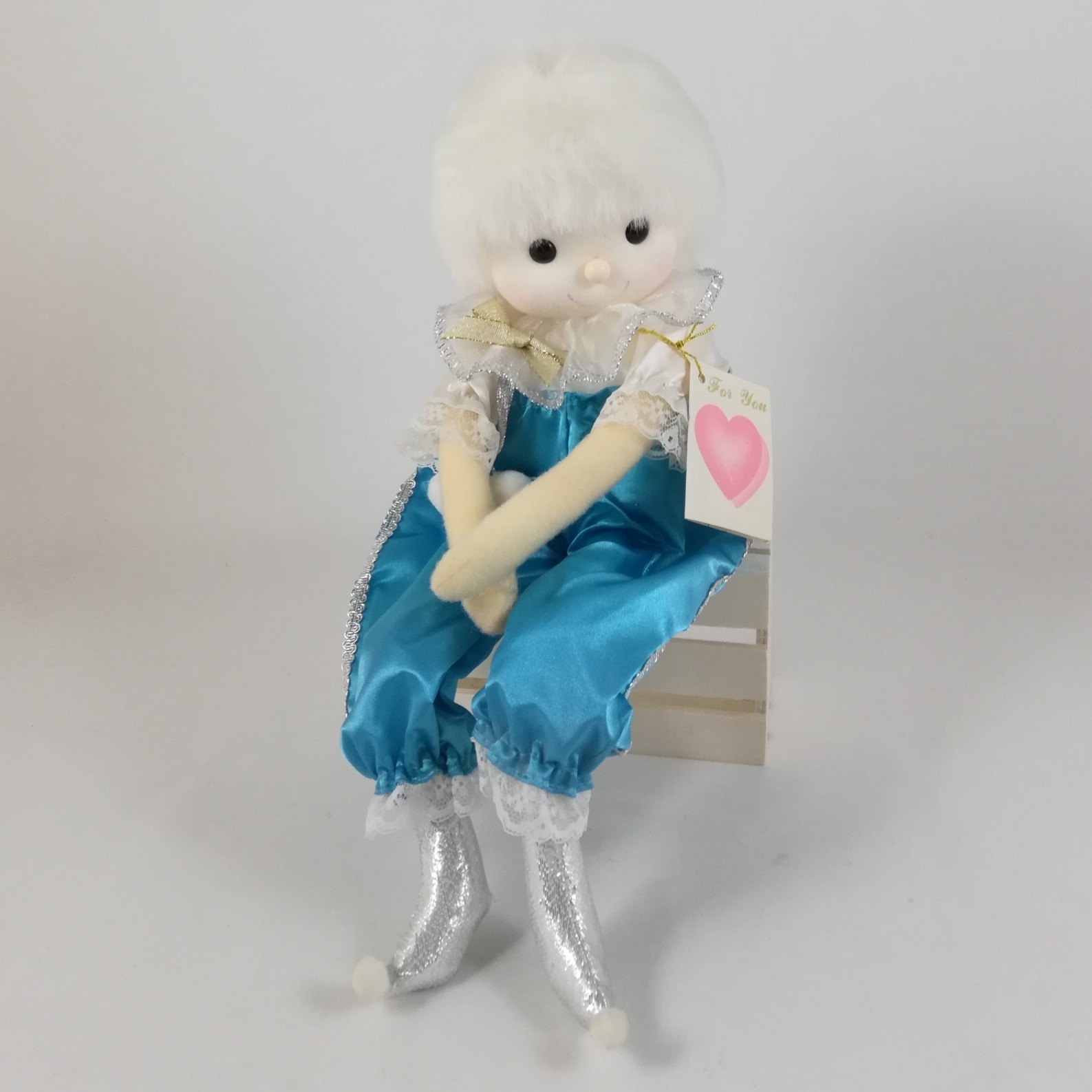 Vintage Poter Wind Up Musical Doll Clown with Card Sankyo Japan 1986