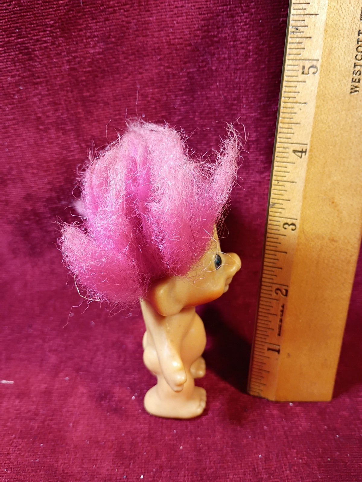 mystery troll no mark to identify pink hair someone cut 4.5 in tall