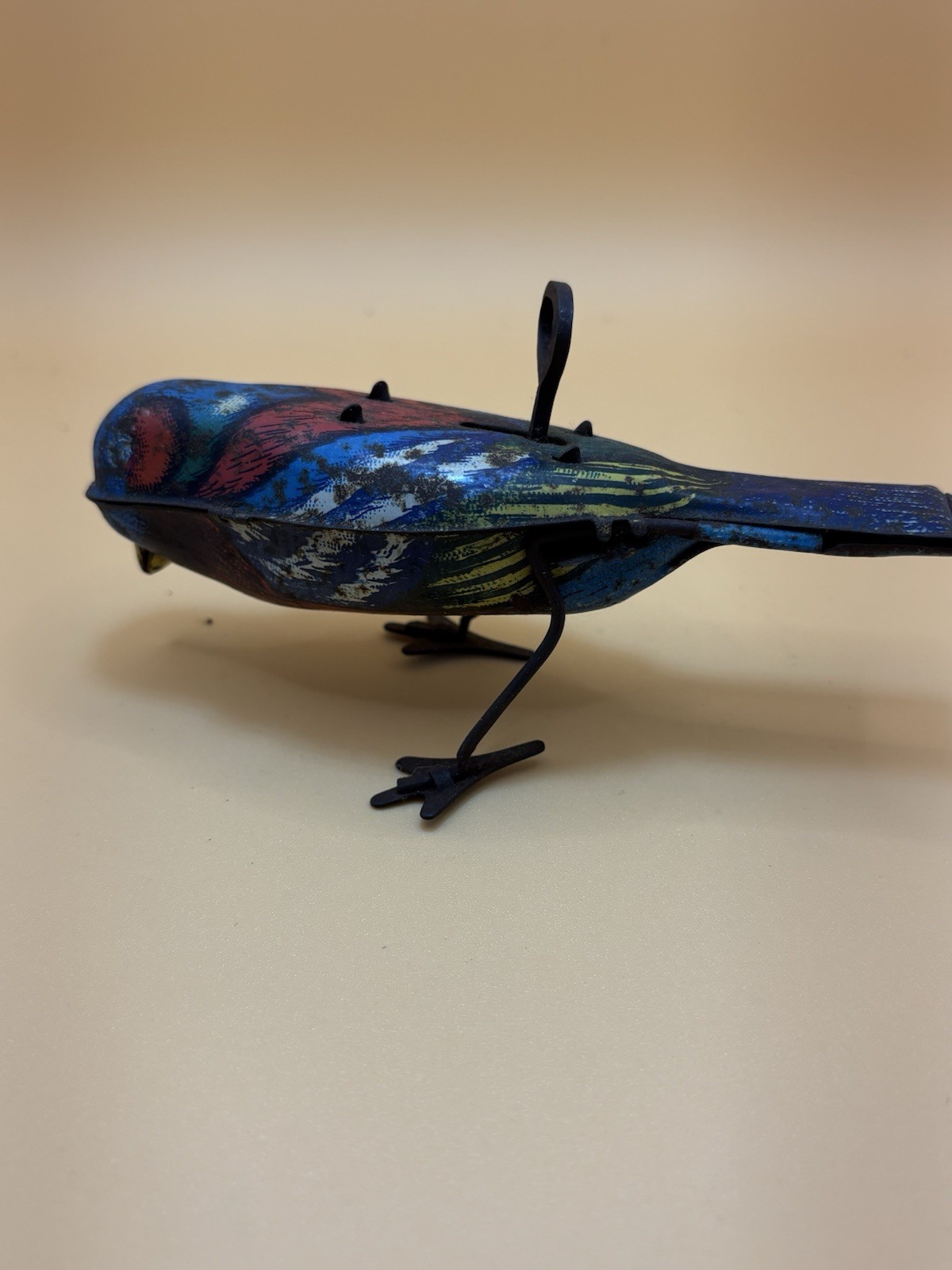 Vintage Tin litho Wind-up pecking Bird Toy Multicolor Lindstrom tool & toy co.