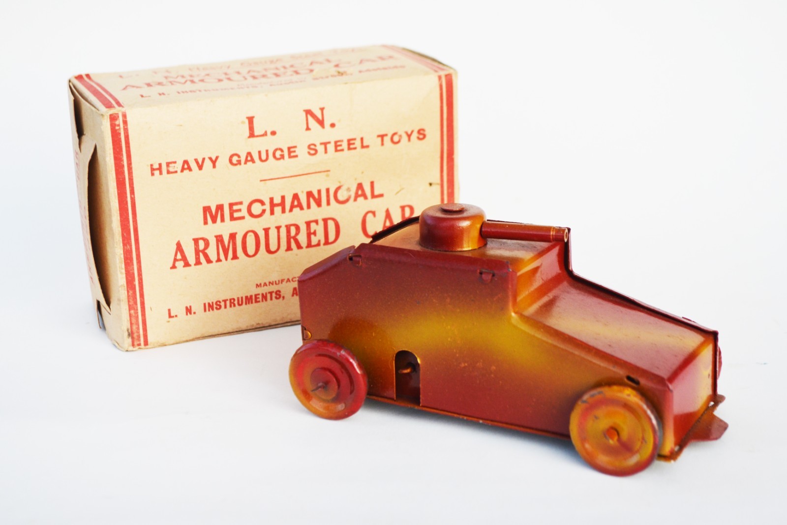 L.N. Instruments Clockwork Armoured Car Tank Toy Made in Australia c1945