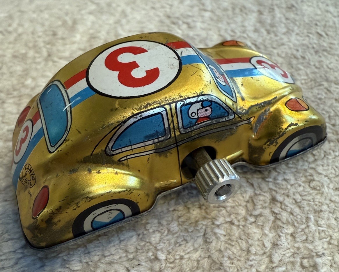 Vintage Kanto Toys Beetle Race Car Wind-Up Toy Works Great!