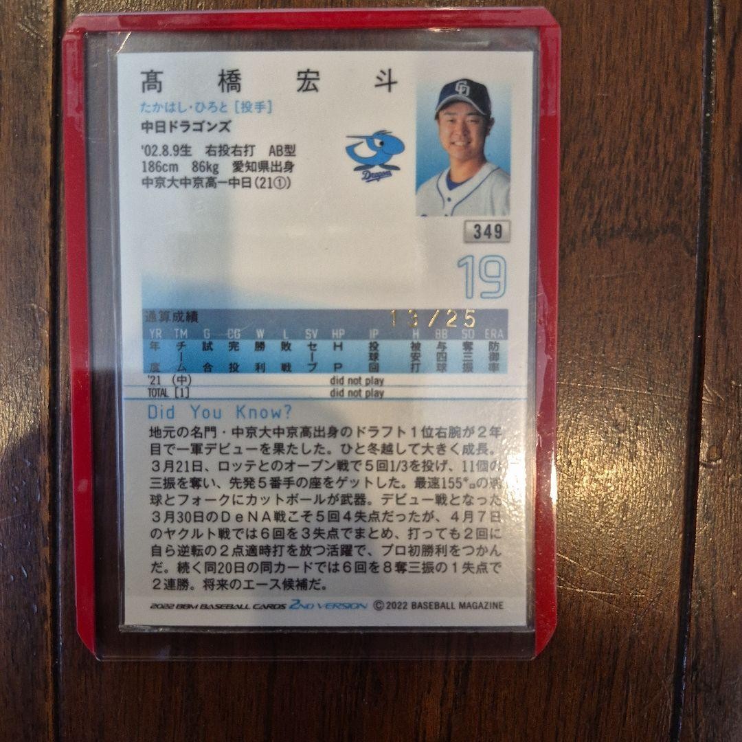 BBM 2022 Hiroto Takahashi Autographed Card (Limited Edition Of 25)