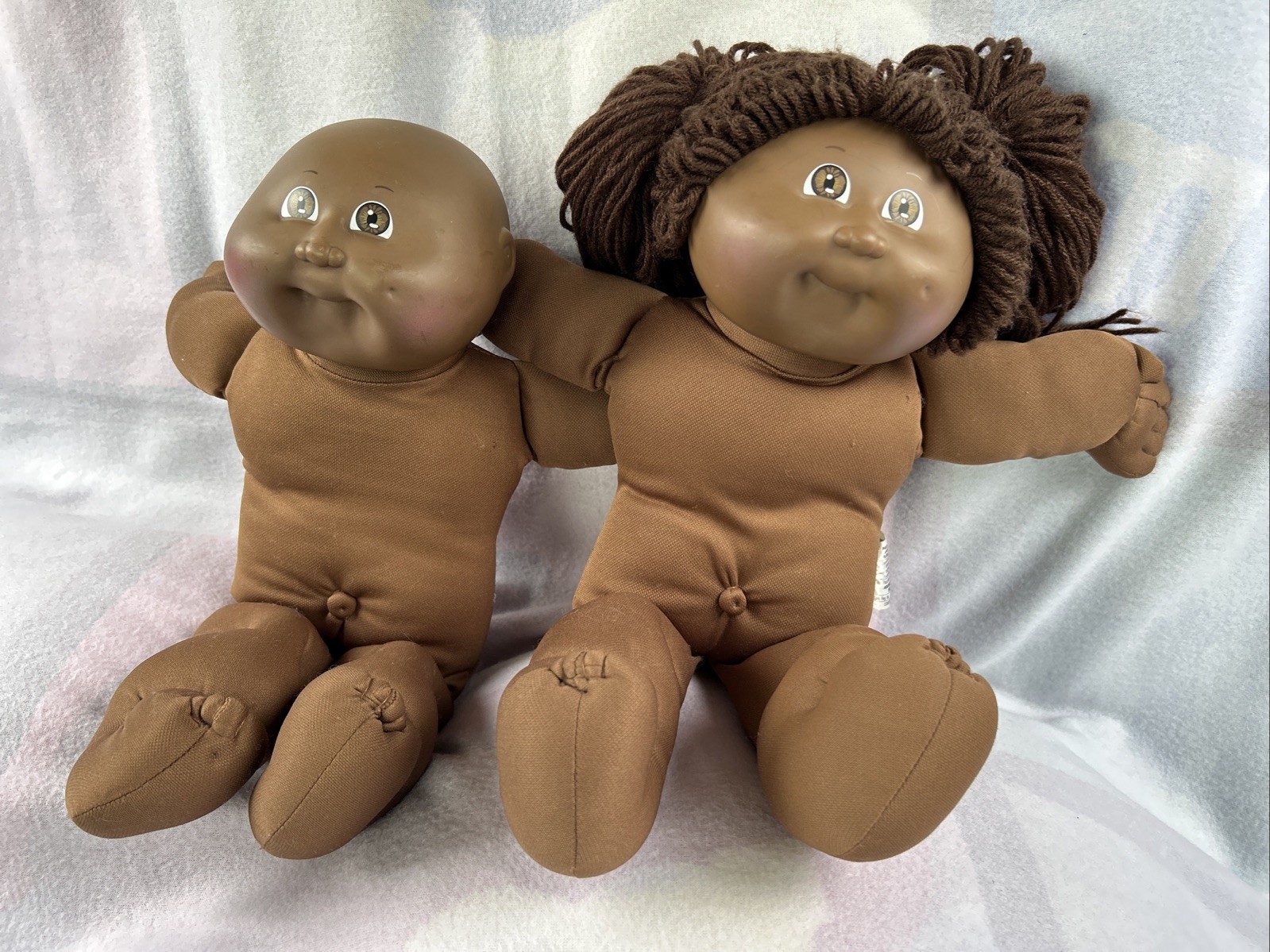 Cabbage Patch Kids African American Boy & Girl Doll Coleco Sign Xavier Roberts