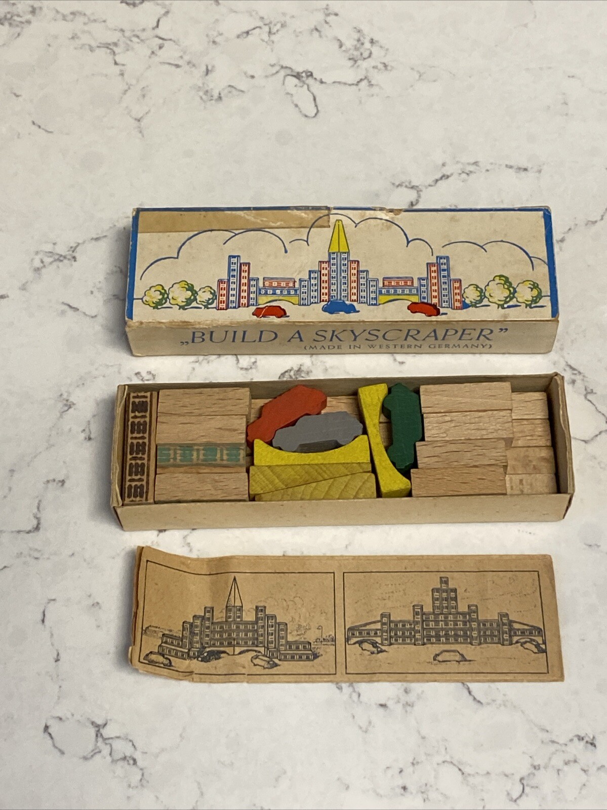 Vintage West Germany Small Wood Toys Build A Skyscraper X1