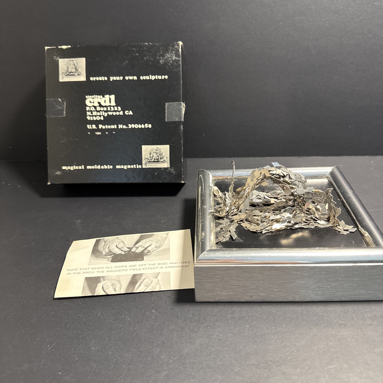 Vtg CRDL Magnetic Kinetic Chrome Desk Puzzle Sculpture 1986