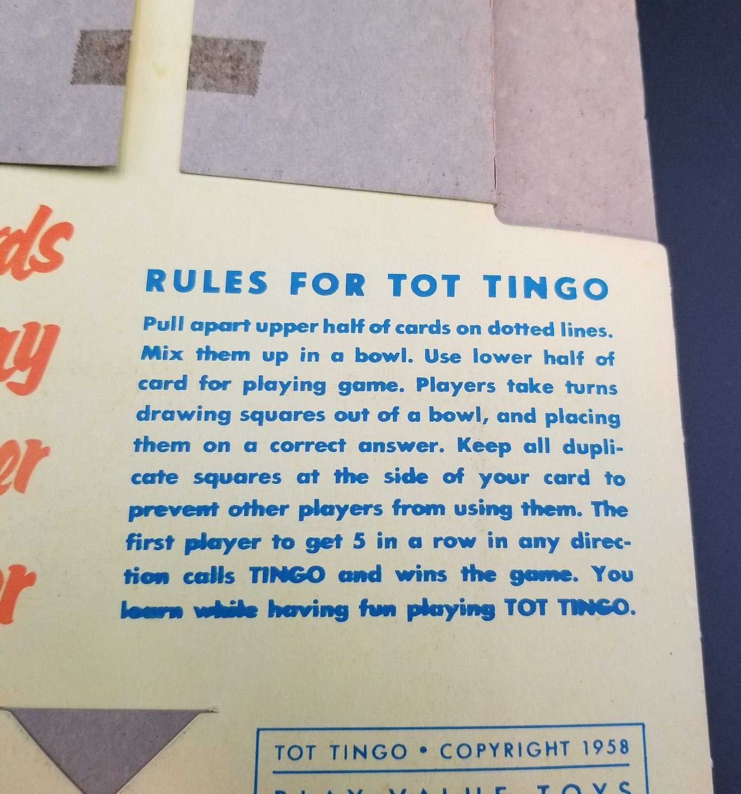 Vintage Rare Tot Tingo Speedy Speller Play & Learn Game For All Ages 1958-New
