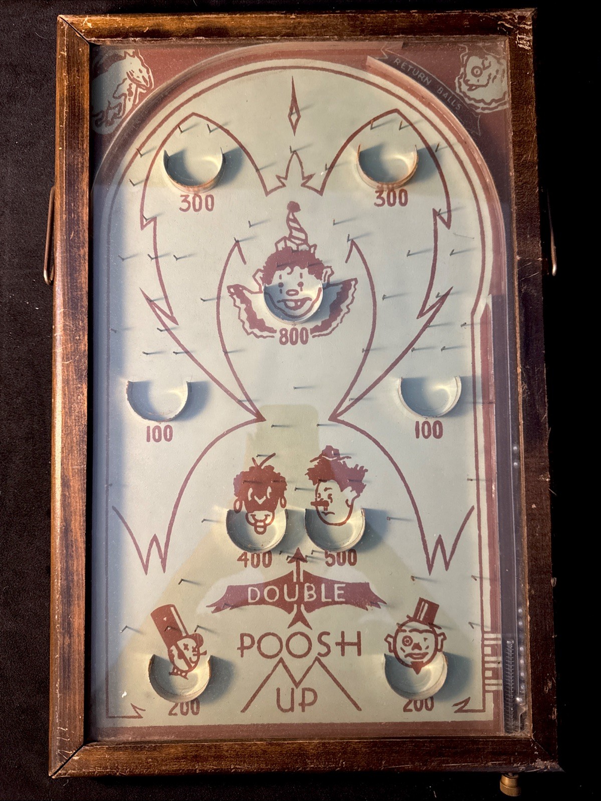 Antique Northwestern Mailbox 1930s Double Poosh M Up Clown Tabletop Pinball Game