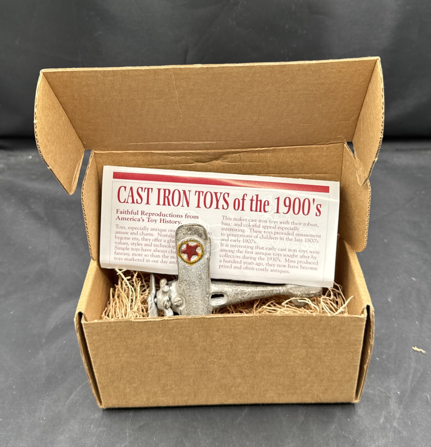 Quaest TM122 Cast Iron Reproduction 1920’s Airplane In Box