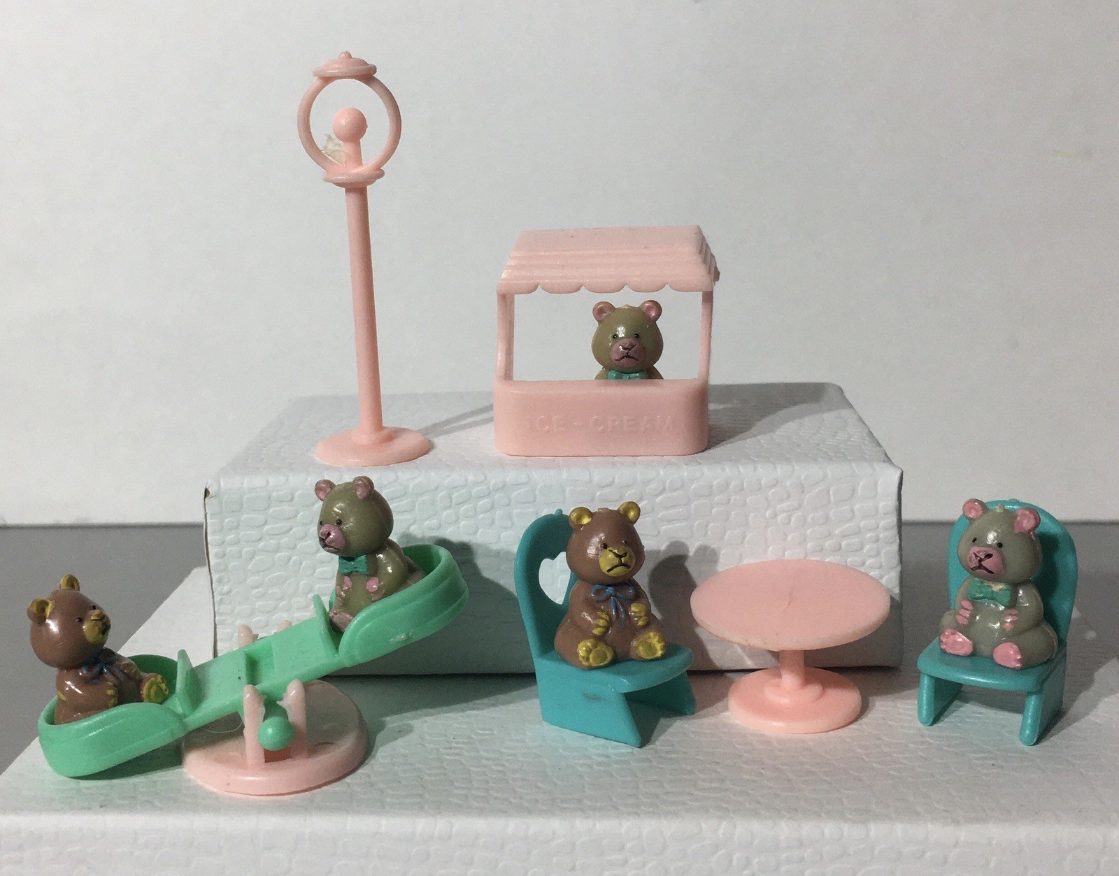 Teddy’s Wonderland Accessories & Bears Lot Ice Cream Shop VTG 1993 Kidstar