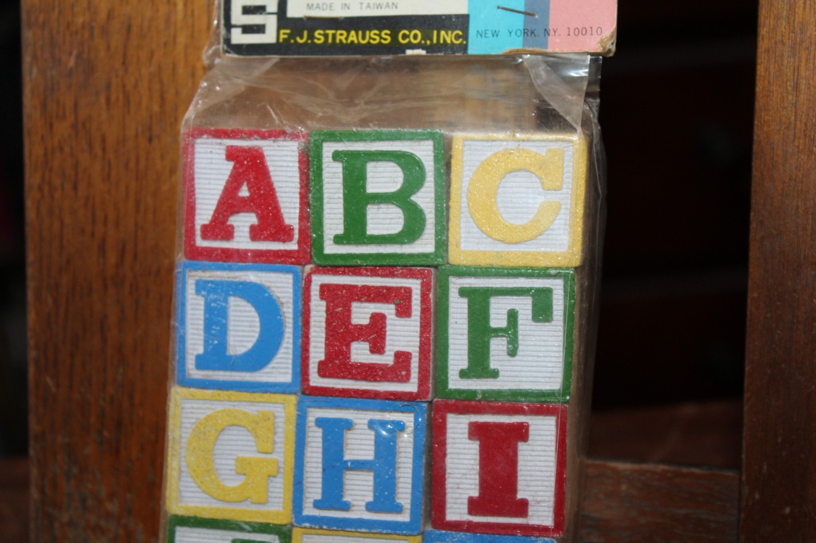 Vintage Sealed Straco Wooden Blocks F J Strauss Dime Store Toy