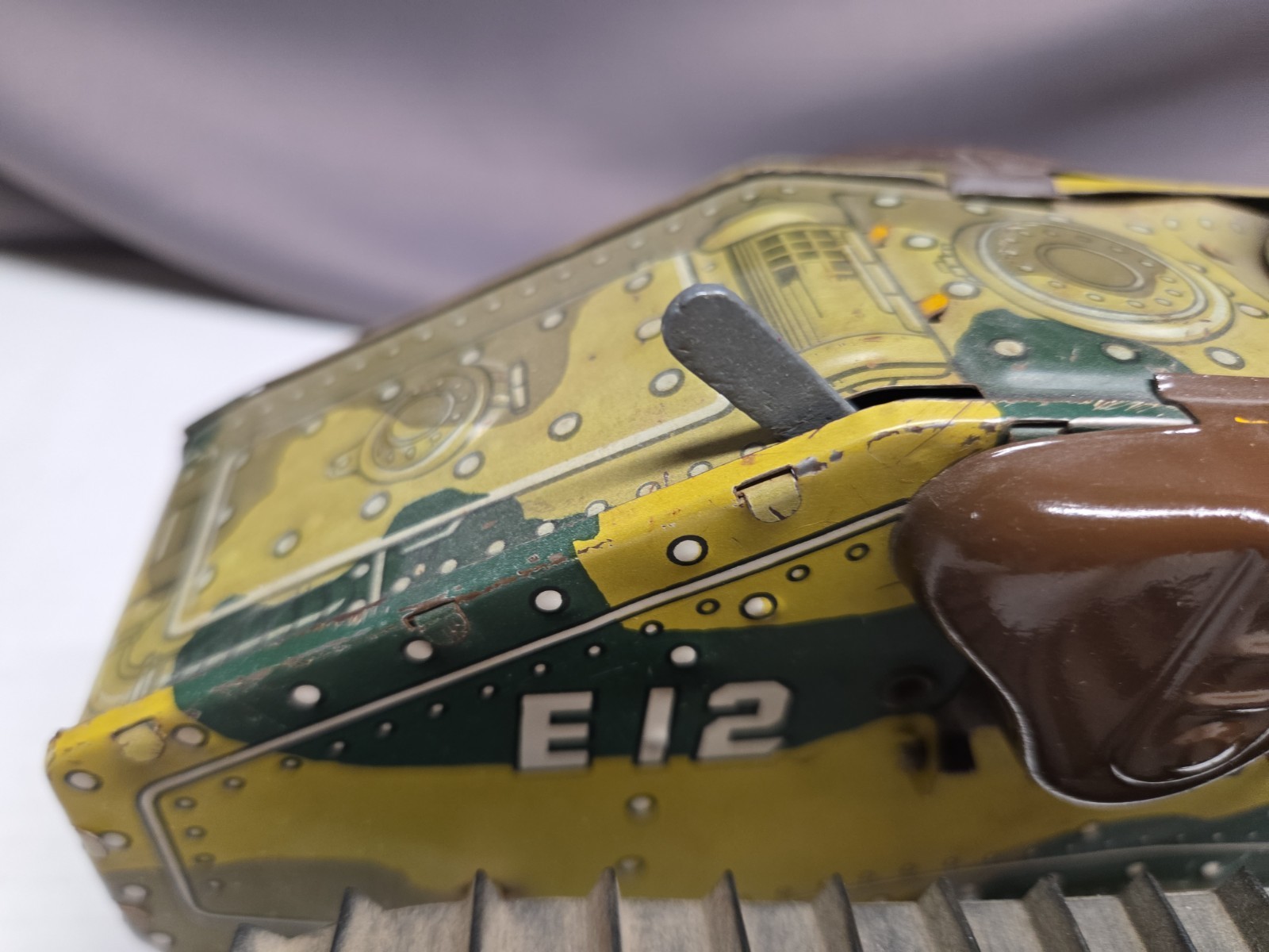 Vintage Marx E12 Tin Wind Up Tank Toy Military Litho