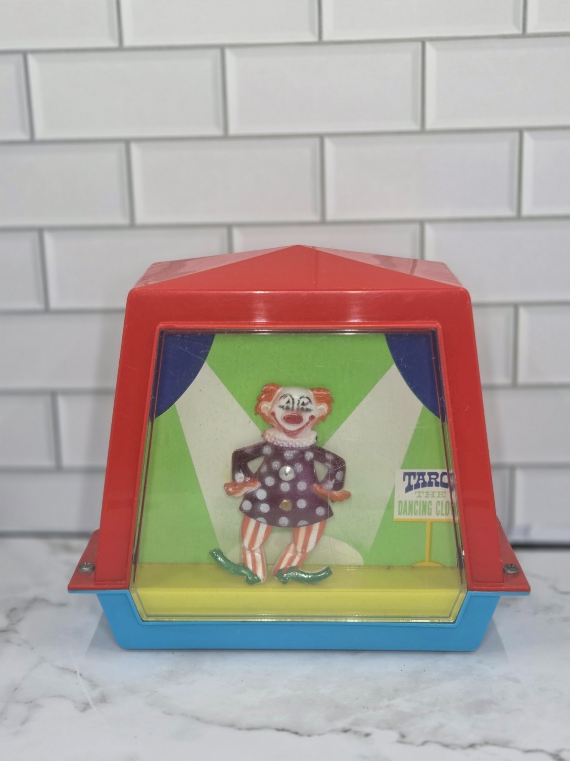 Vintage 1960s Tarco Dancing Clown Wind-Up Musical Toy Works Sidney Tarrson