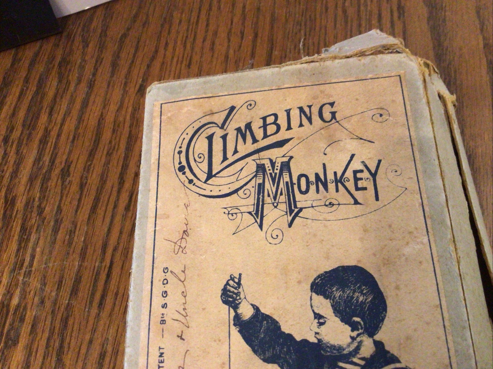 Vintage Circa 1903-20 Lehmann Mechanical Tin Climbing Monkey,w/orig.as is box