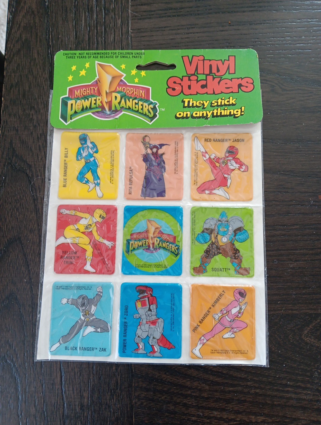 Vintage 1993 Mighty Morphin Power Rangers Vinyl Stickers New Sealed