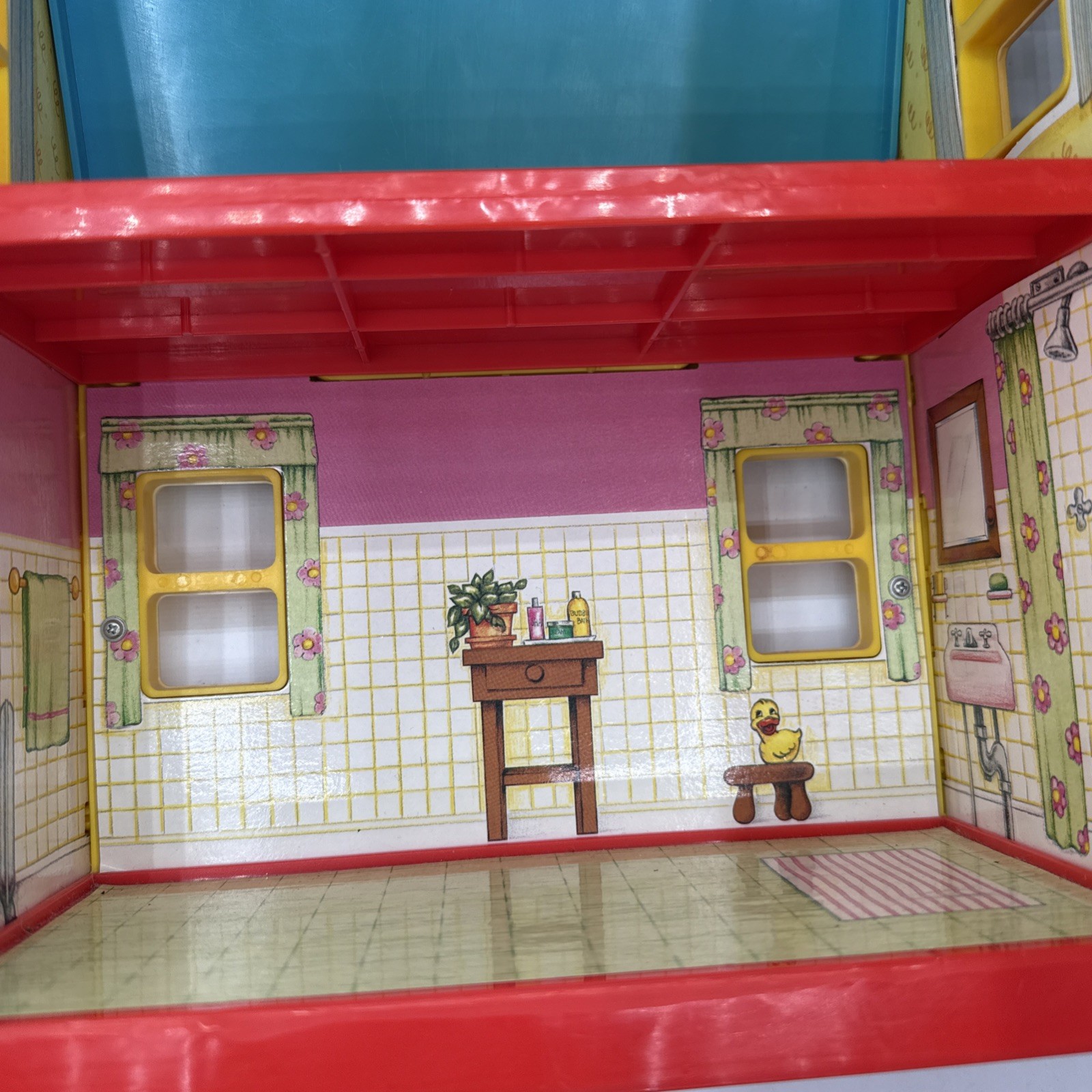Vtg 90s SESAME STREET Play House Playset with 4 Figures Furniture & Acc TYCO