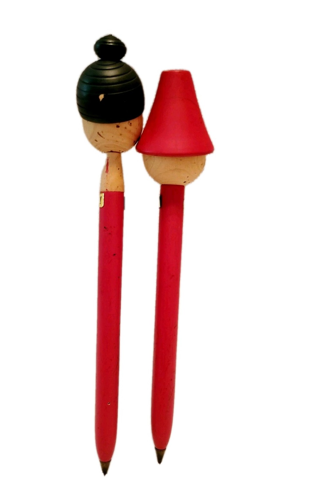 Vintage Wooden Pens Made In Italy Man & Women Red Collectible pens *do not write
