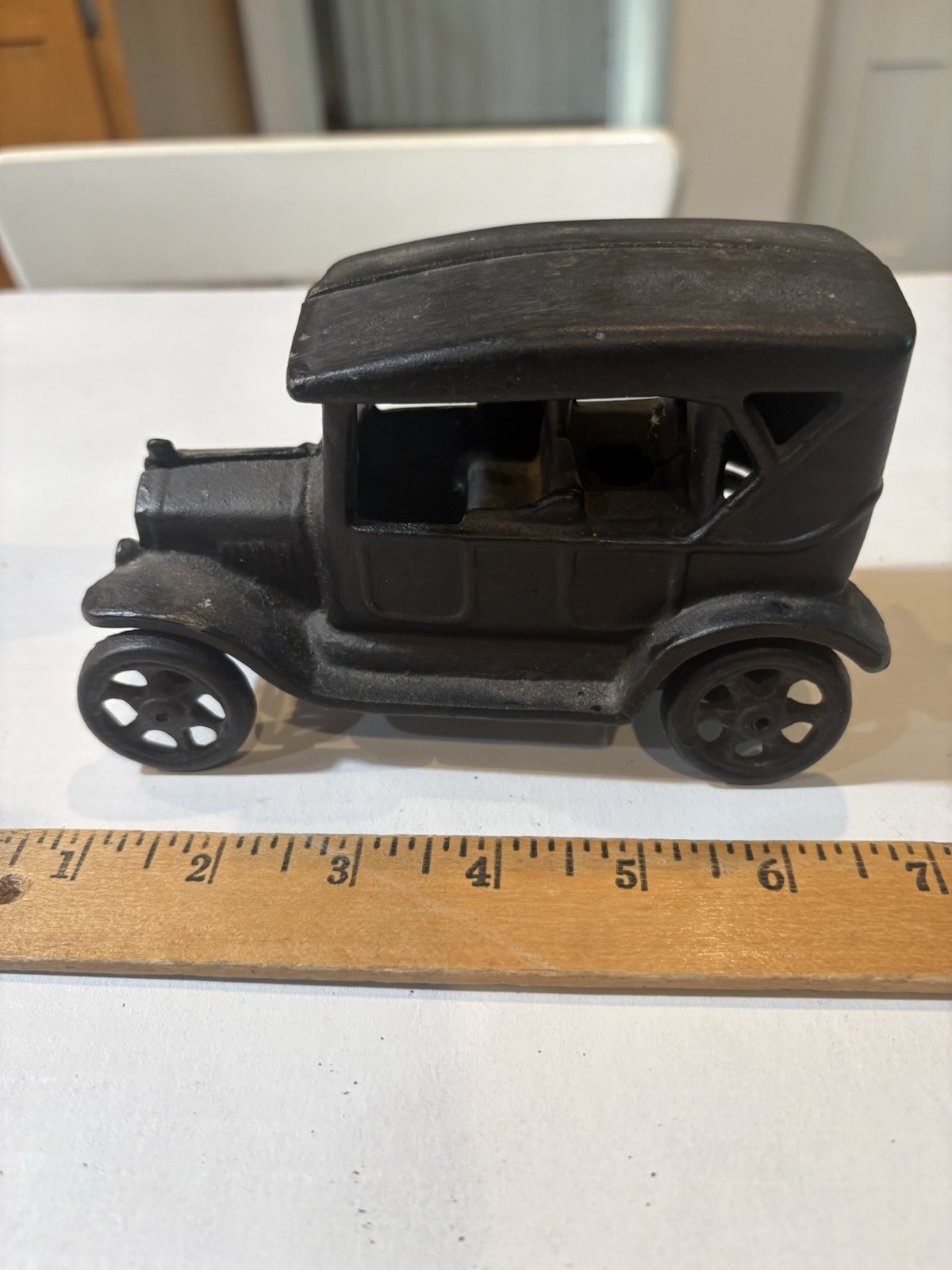 Antique Cast Iron Ford Model T Sedan Marked JM 135 Toy Car Good Condition
