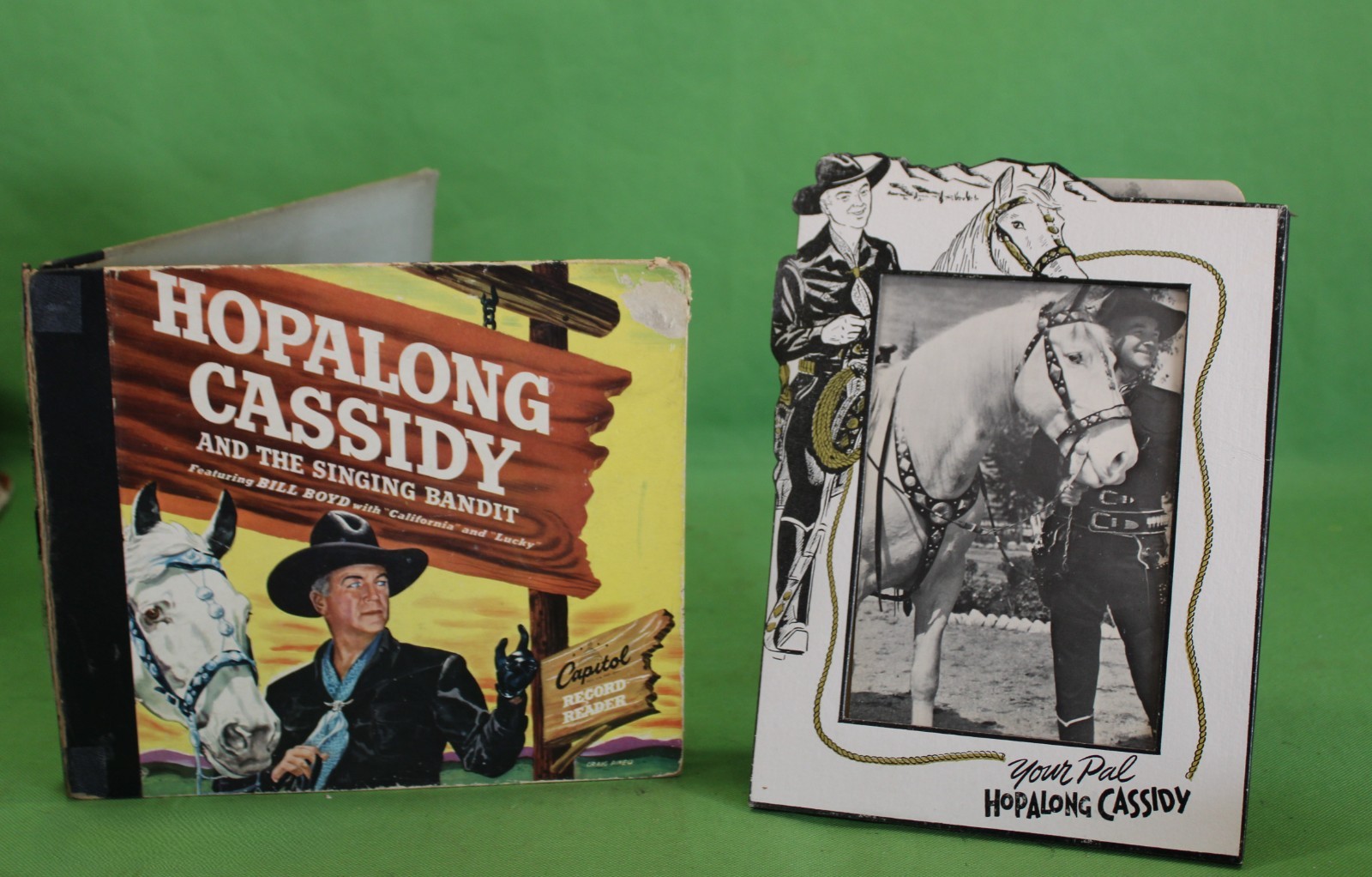 Vintage Original HOPALONG CASSSIDY Singing Bandit Story Book & Frame & Photo