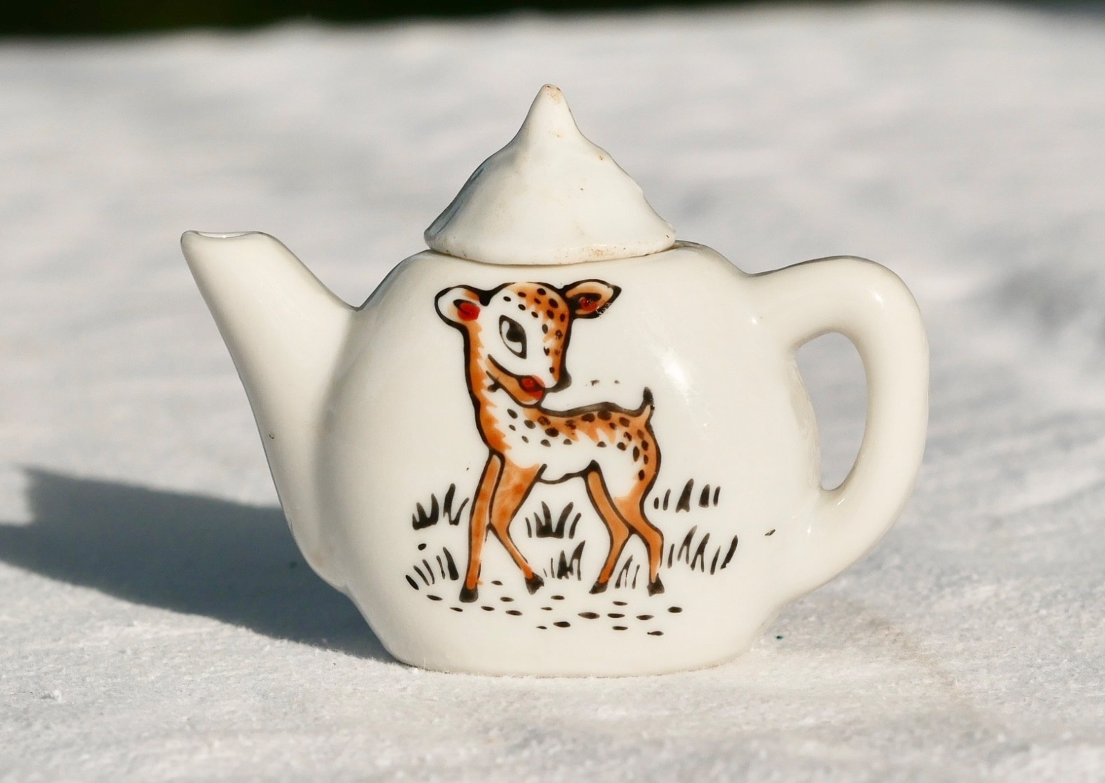 Children’s Tea Set Ceramic Deer Fawn Pattern 6 Pieces Japan Vintage 1940’s Bambi