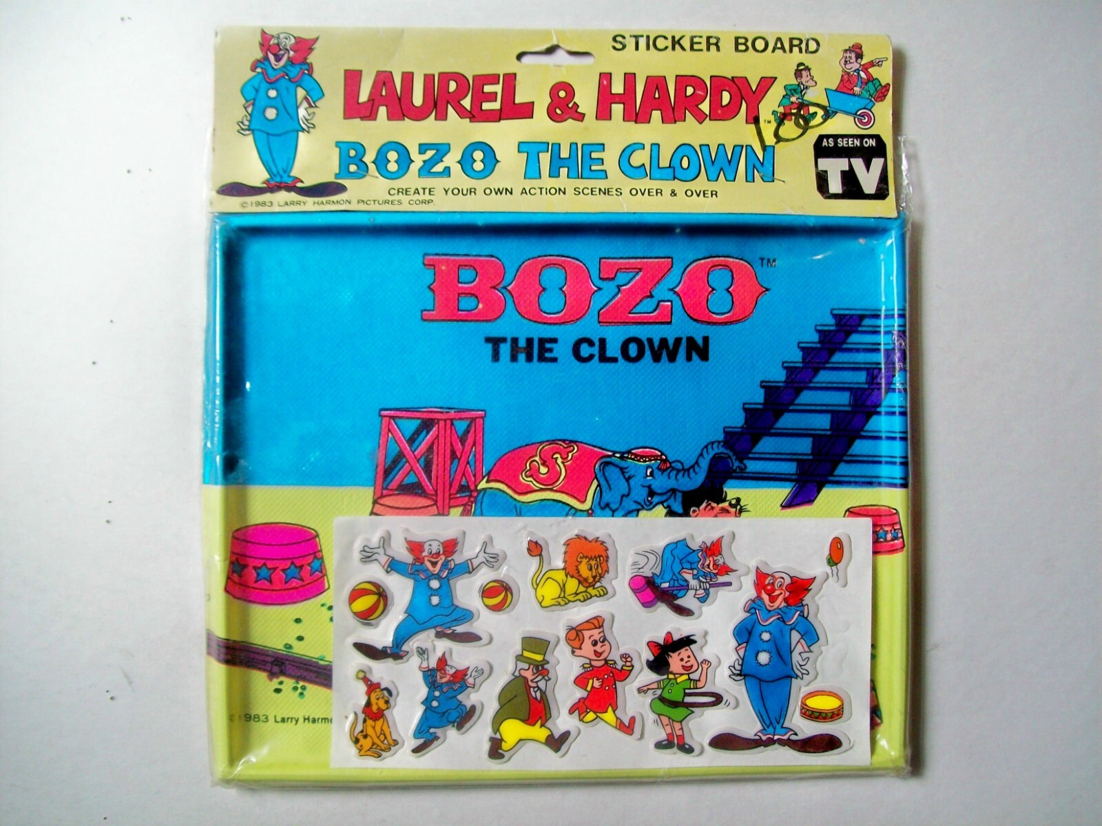 Vintage 1983 Bozo the Clown Sticker Board Toy – Mint/Unused Factory Sealed