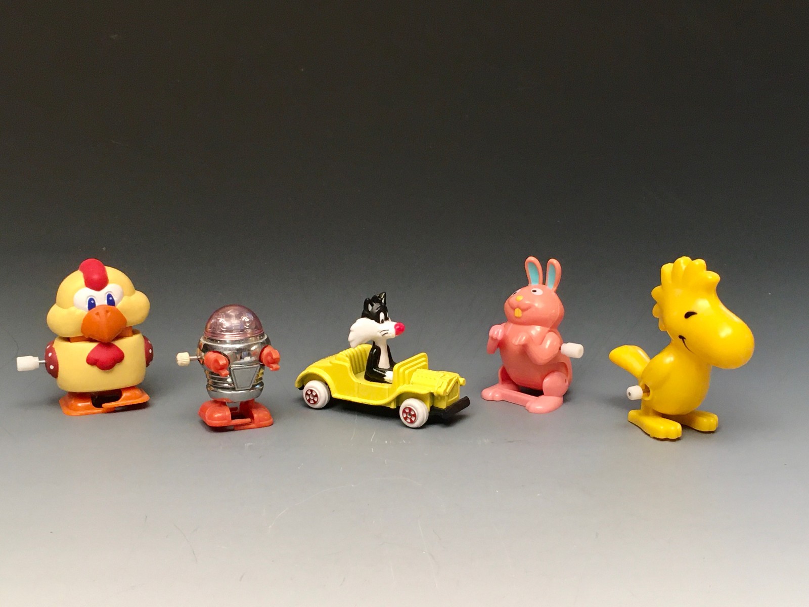 Vintage Wind-up Robot Walking Toy and Hopping Woodstock Lot of 4 with bonus