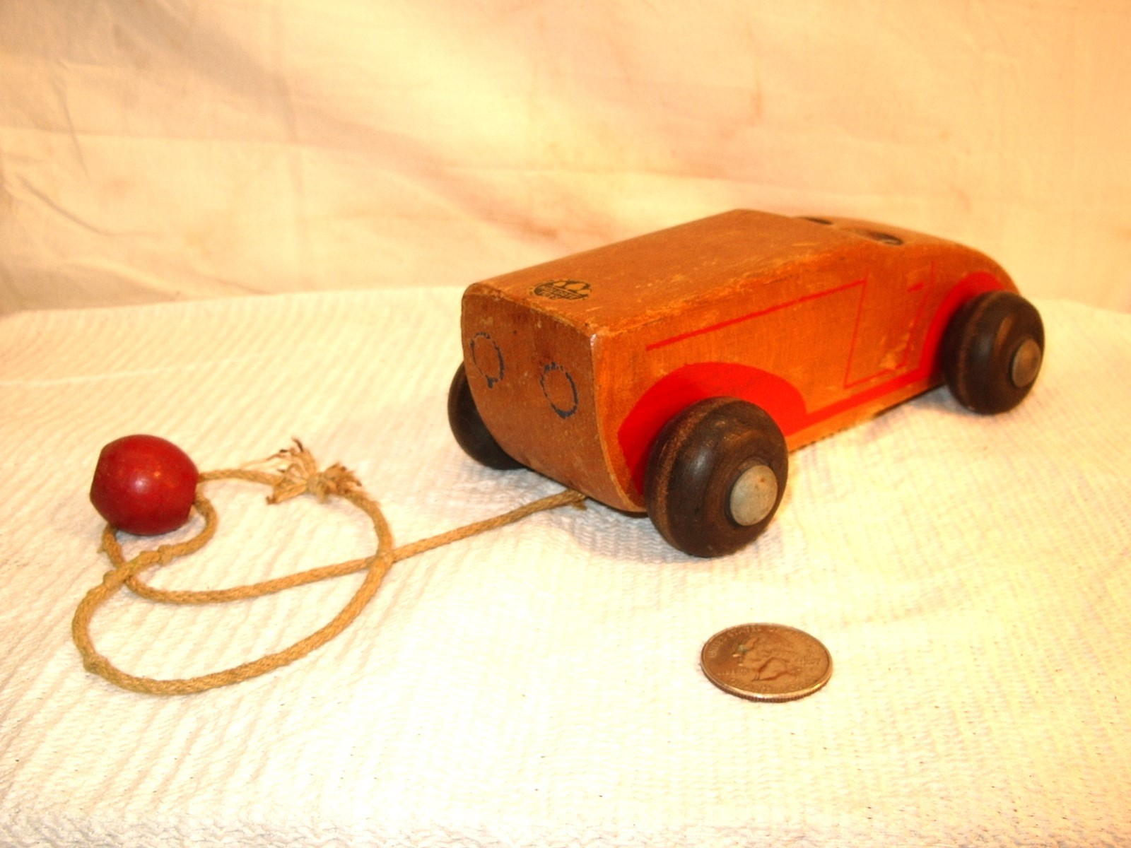 Vintage Pull Toy HOLGATE TOYS c.1947 Wooden Camp Peg Trailer #634 Car Only