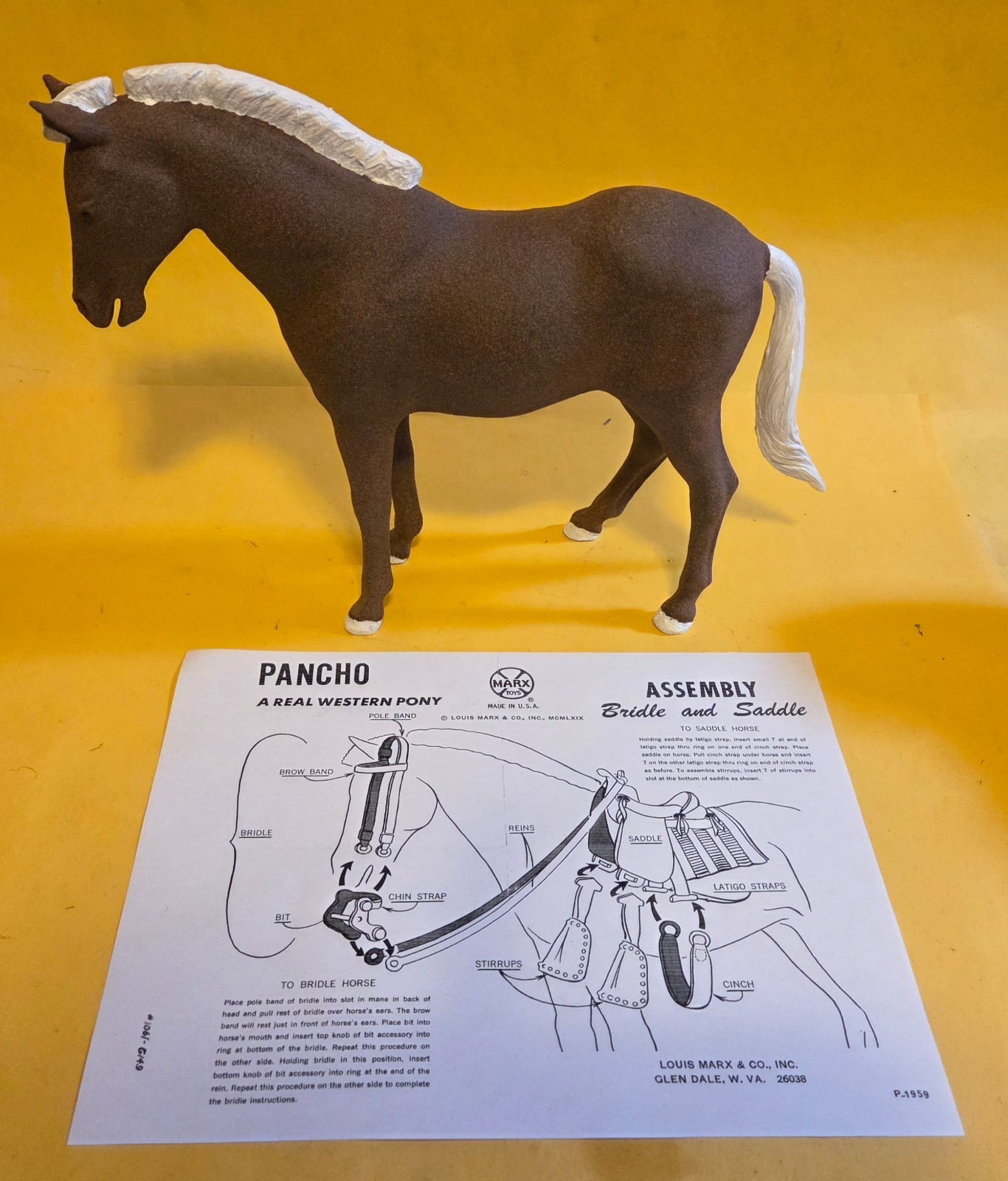 Custom Pancho Pony texture painted sandstone + manual copy Johnny West Marx