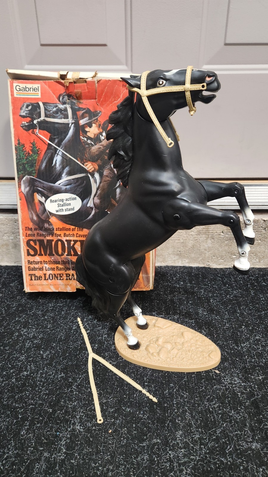 Gabriel Lone Ranger Smoke Action Figure Articulated Butch’s Black Horse 1974 Box