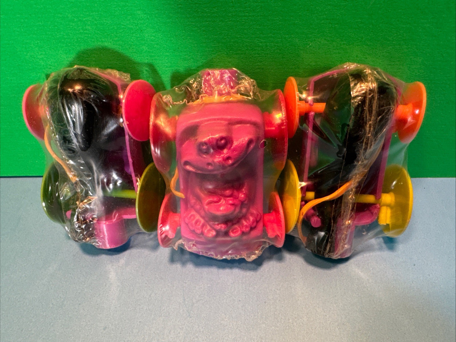 3 Freakies Balloon Powered Car Ralston Cereal Premium Sealed 1970’s vtg Gargle