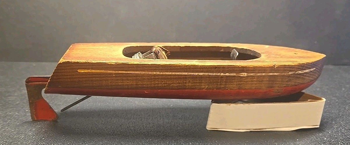Vintage 1930s Keystone Wooden Toy Boat Electric Motor US Seller