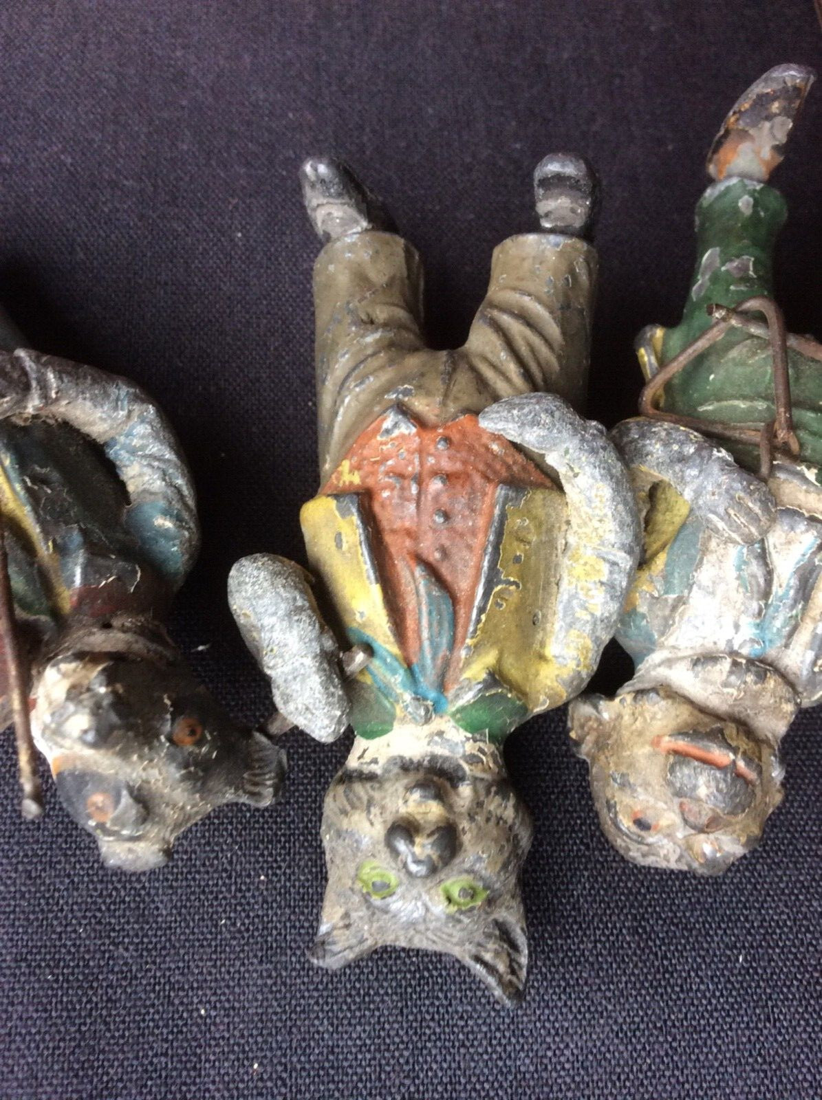RARE ANTIQUE AUTHENTIC 3 COLD PAINTED LEAD MINIATURE FIGURES OVER 100 YRS OLD