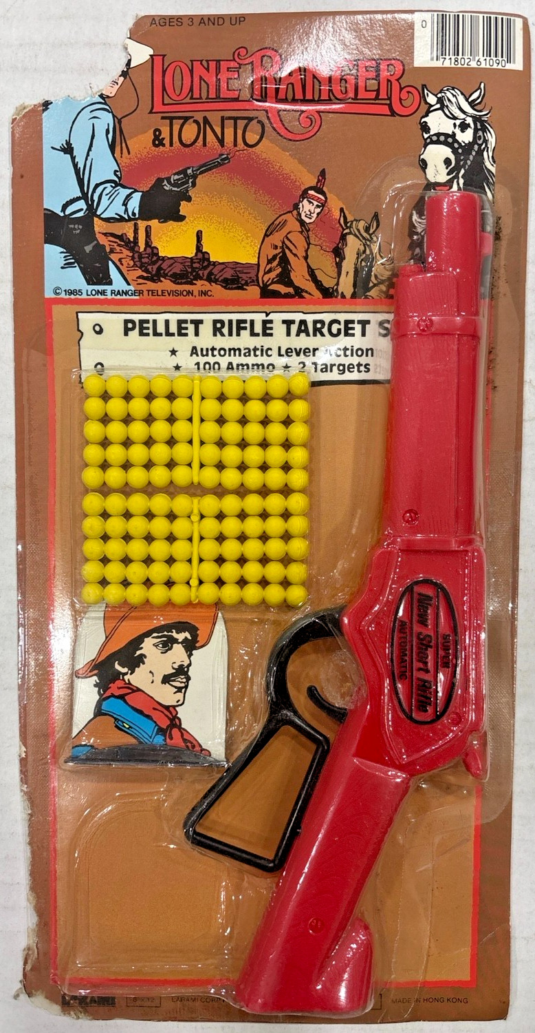 Vintage 1985 Lone Ranger Tonto Pellet Rifle Target Set Carded Larami