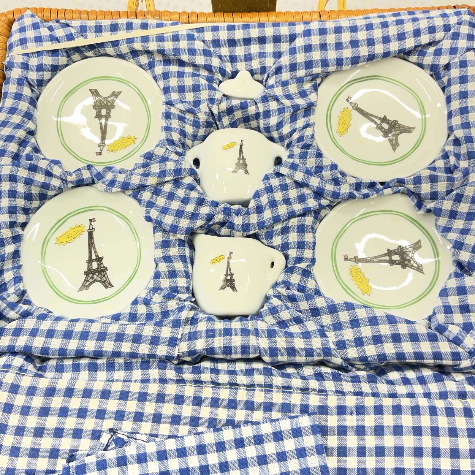 Vintage Madeline miniature tea set picnic basket