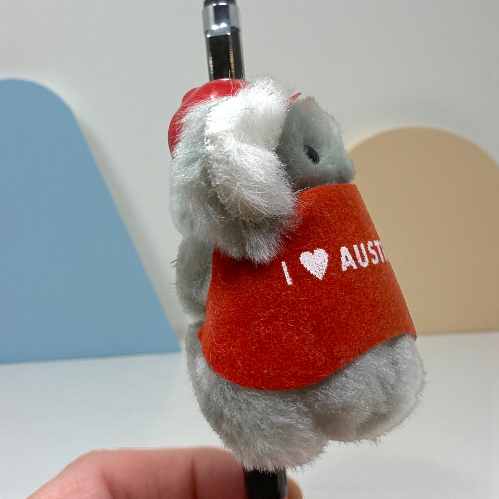 Vintage 80s Australia Koala Bear Plush Clip On Novelty Pen Pencil Hugger Topper