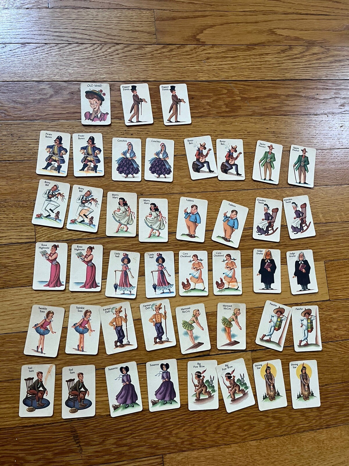 VINTAGE MINIATURE OLD MAID PLAYING CARD GAME BY WHITMAN COMPLETE No Box