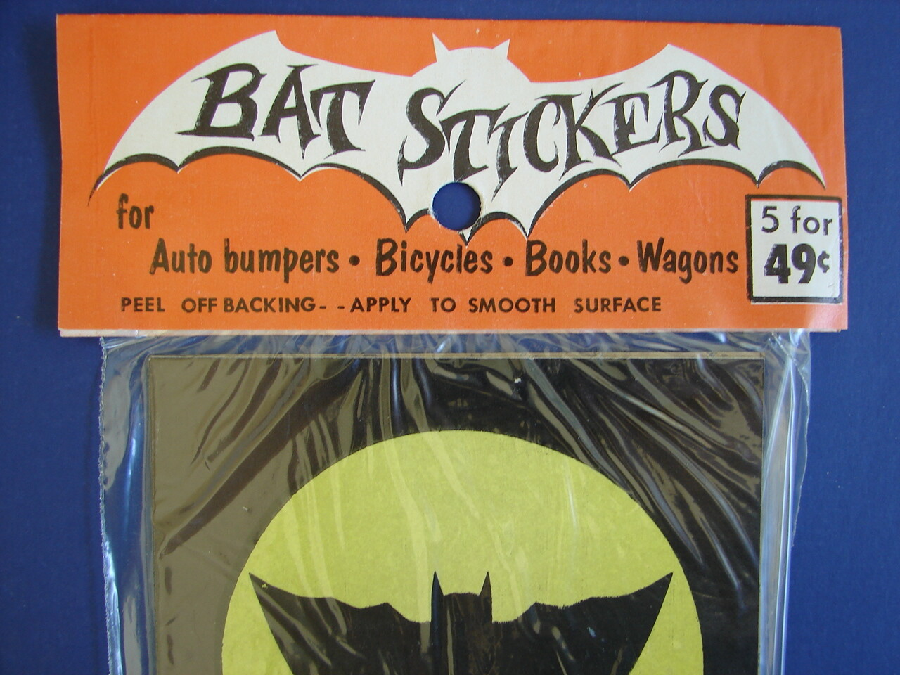 Vintage 1960’s 1 PACK 5 MIP HALLOWEEN Bat Stickers Decals BATMAN FACTORY SEALED